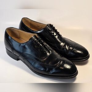 Johnston Murphy Optima Oxford Black Leather Wingtip Brogue Lace Up Shoes 11.5 D